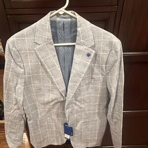 Report Collection Light Gray Windowpane Sport Coat